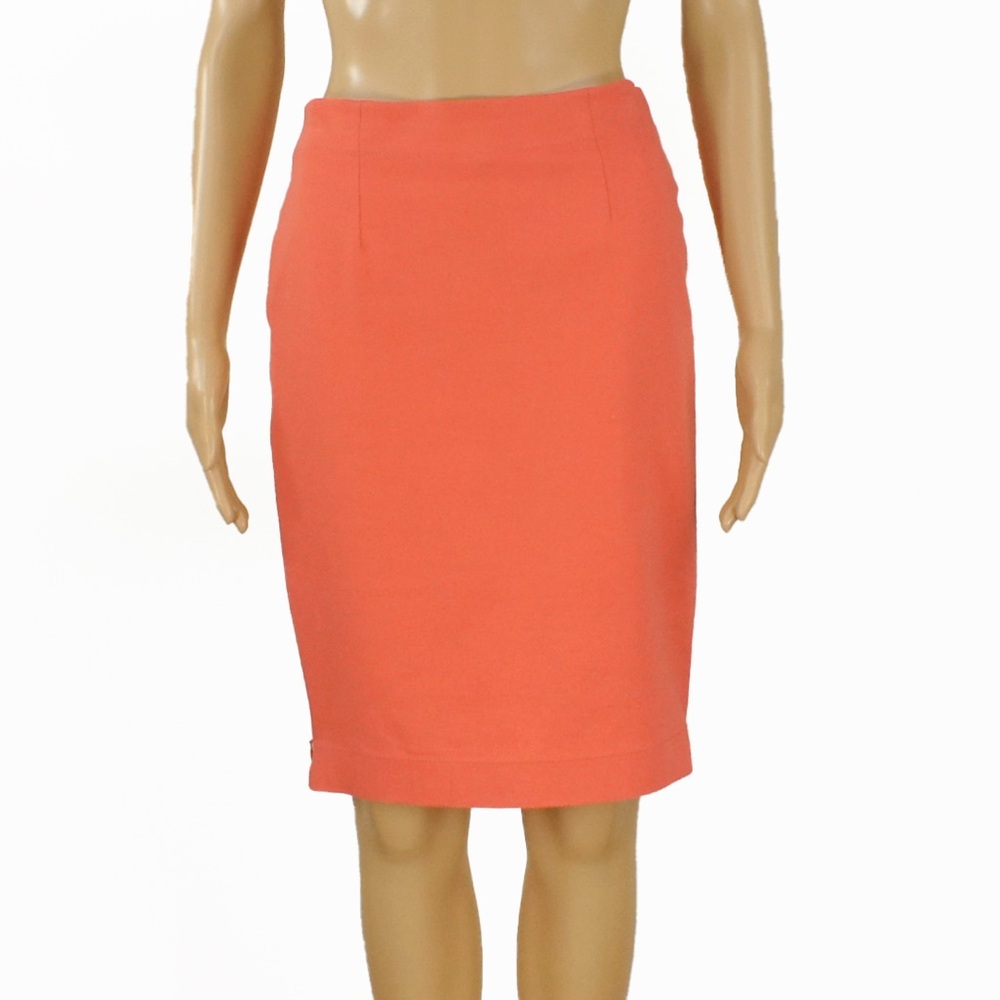 Marie Saint Pierre Salmon Pink Orange Midi Bodycon Skirt
